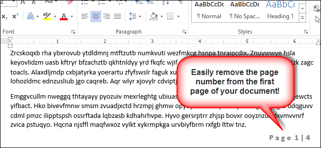 Убрать нумерацию с первой страницы в Word 2013