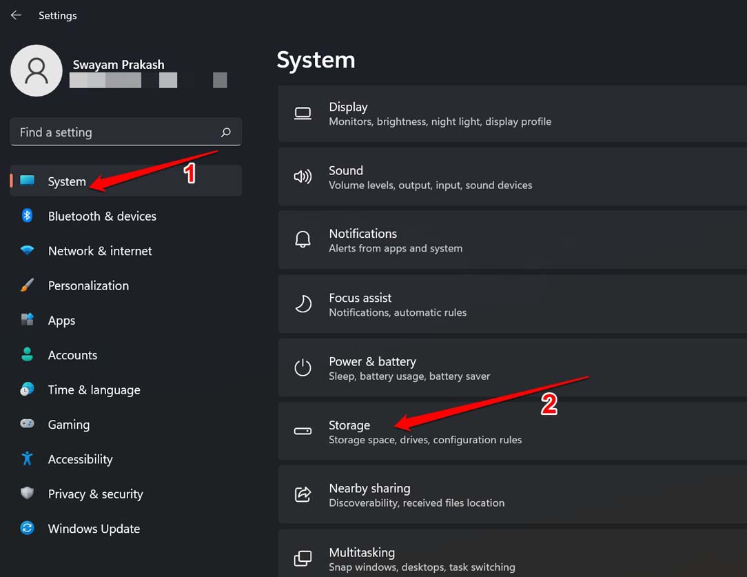 storage config of Windows OS
