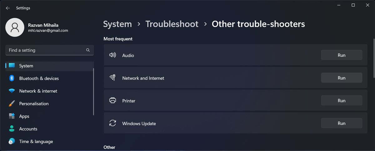 Запуск средства устранения неполадок