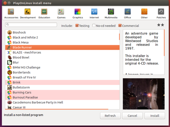 Установка Blade Runner через PlayOnLinux — мастер установки