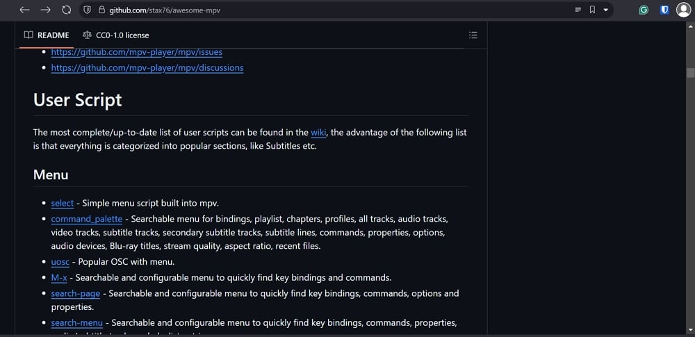 user scripts for mpv