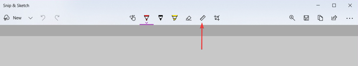 Иконка «Линейка» на панели инструментов Snip and Sketch