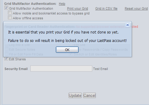 Включение сетки в LastPass