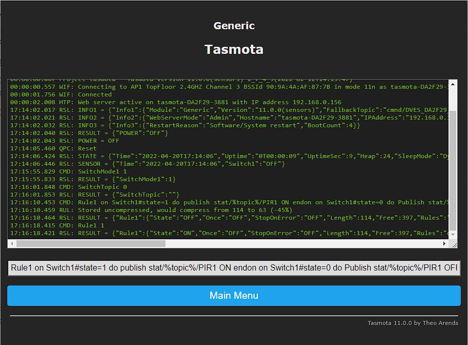 image showing set switch as sensor to send mqtt message on off state