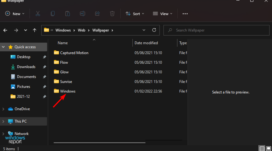 Образцы обоев в папке Windows