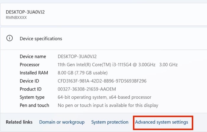 Дополнительные параметры системы Windows