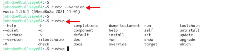 Проверка rustc от имени не-root пользователя