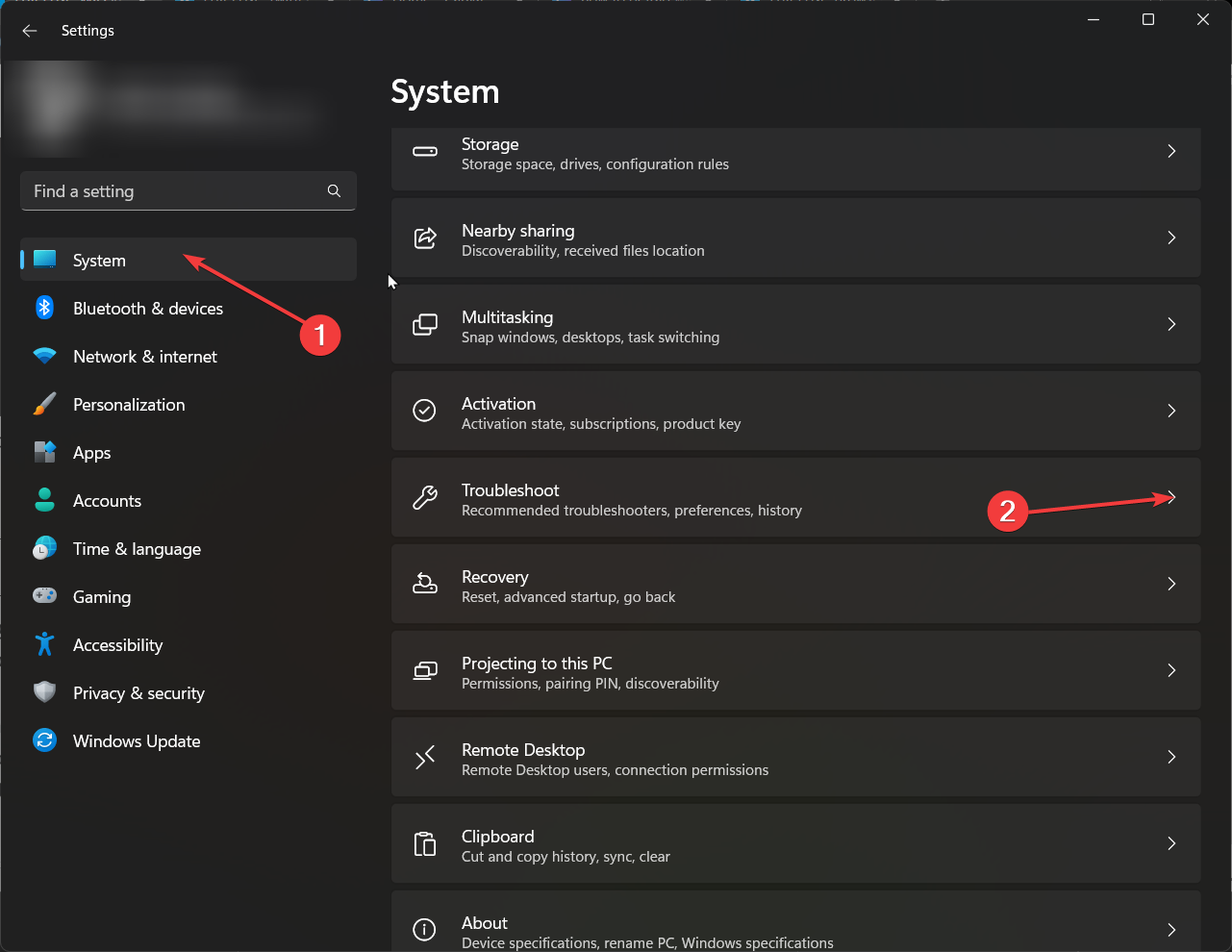 Раздел «Устранение неполадок»