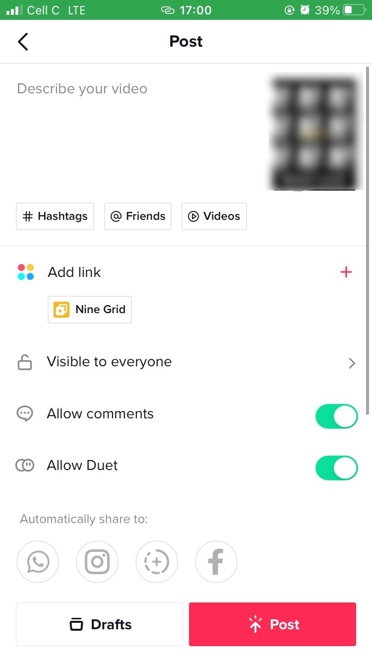 screenshot showing post page on tiktok