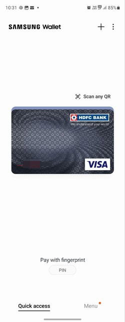 Cards view in Samsung Wallet app.