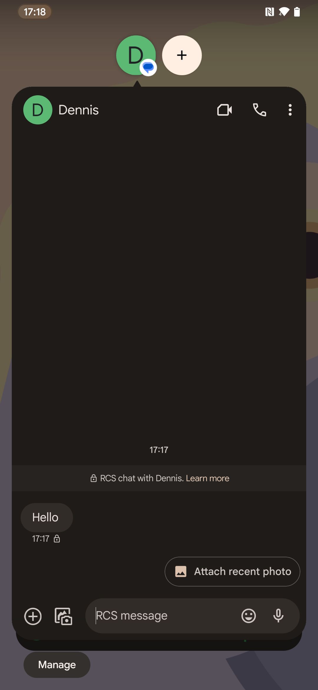 плавающее окно разговора Google Messages на домашнем экране