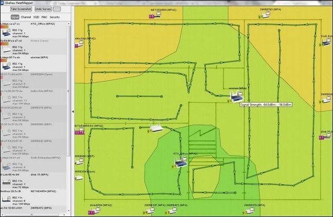 Тепловая карта отдельной точки доступа с равномерным покрытием