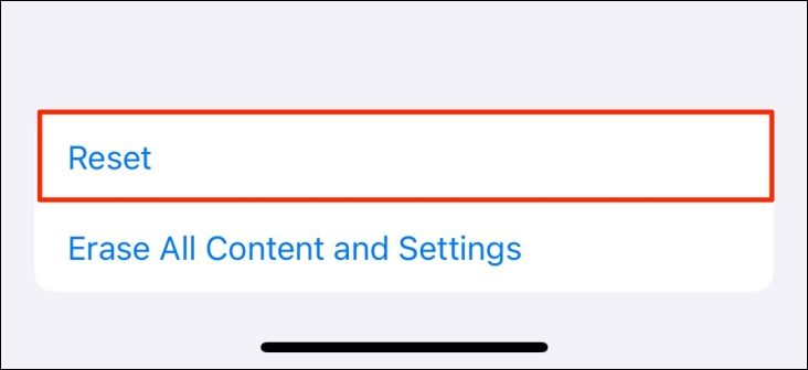 Пункт Сброс в настройках iPhone.