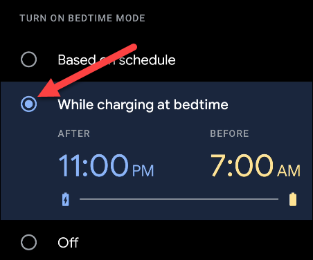 Настройка при зарядке в режиме сна