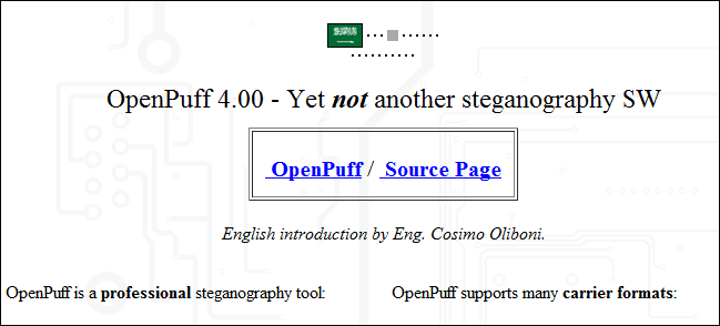 Окно загрузки OpenPuff на сайте EmbeddedSW
