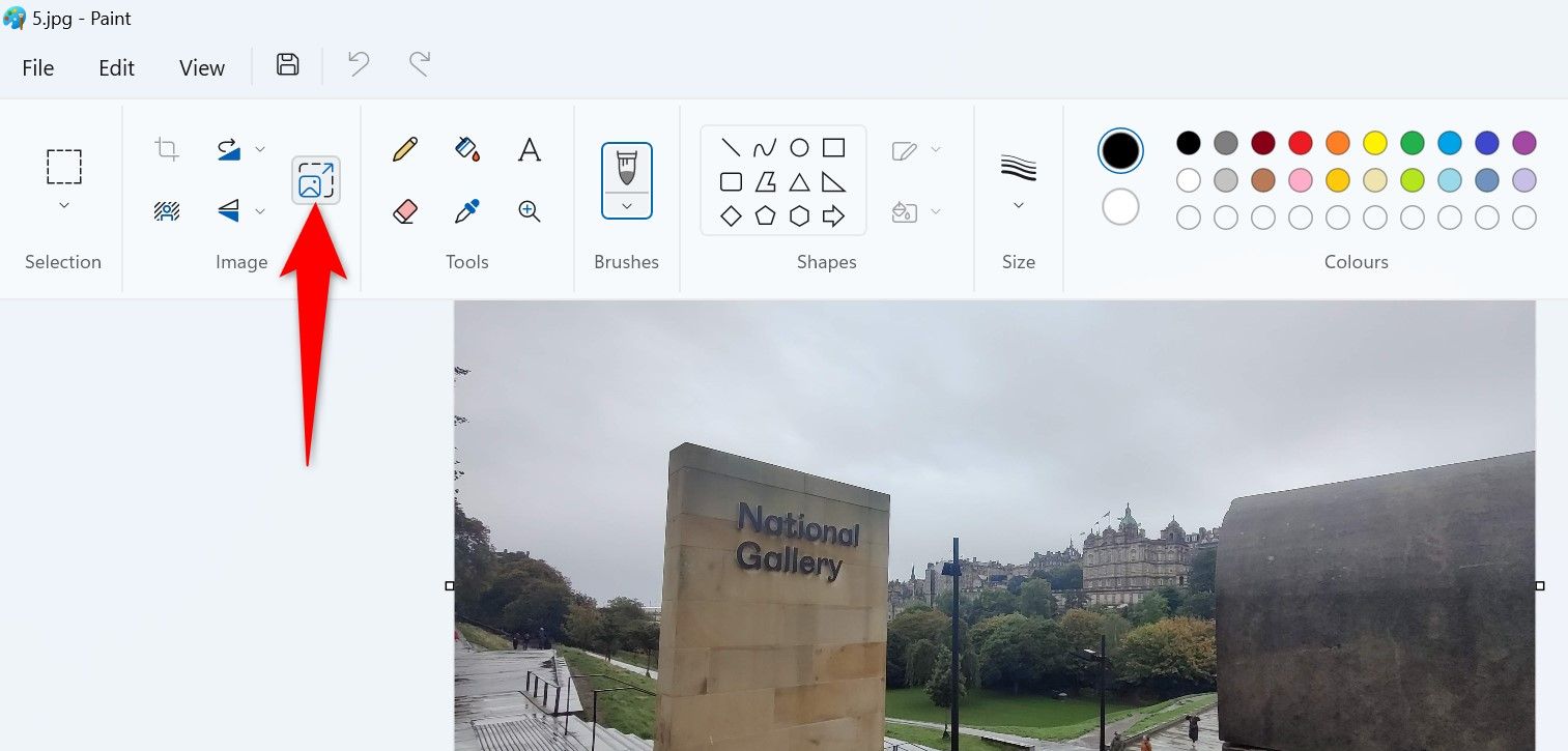 'Resize and Skew' highlighted in Paint.