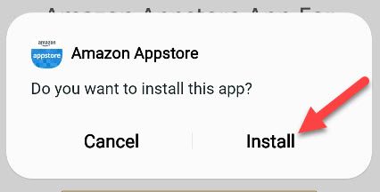 Нажмите кнопку Установить для APK.
