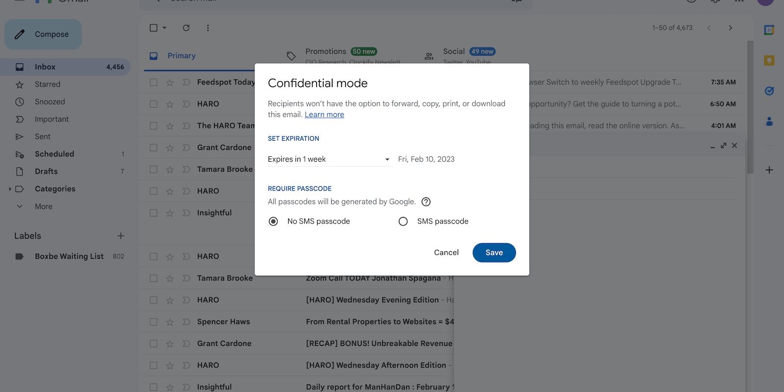 Режим конфиденциальности в Google — иконка безопасности письма