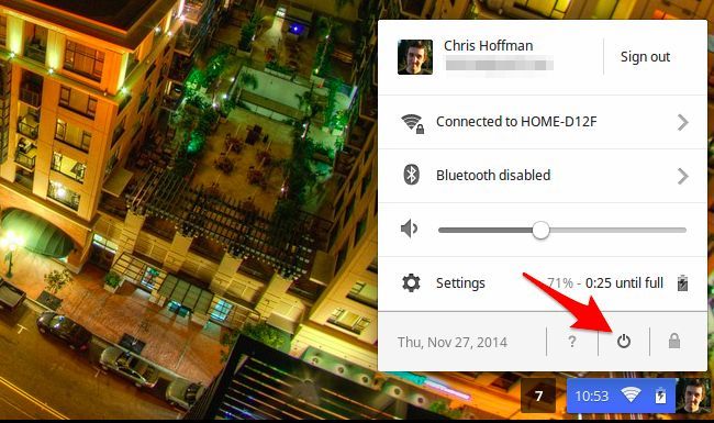 Chromebook в процессе выключения