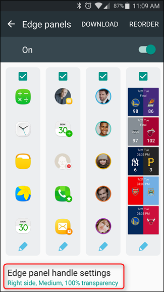 Скриншот: список панелей