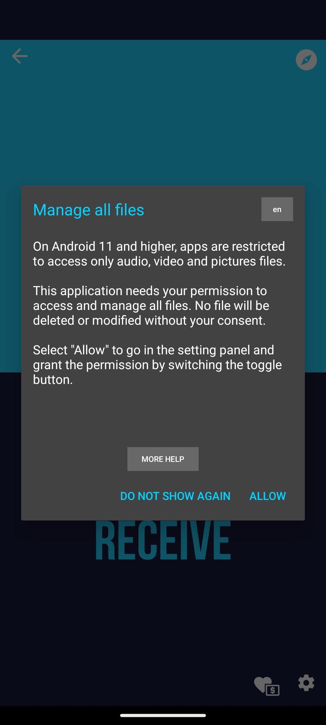 Запрос разрешения на управление файлами на Android