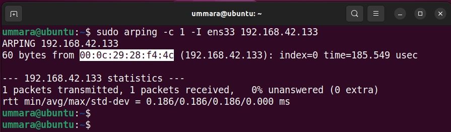 Поиск MAC через arping