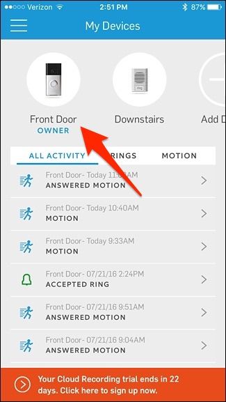 Экран настроек: пункт Motion Settings выделен