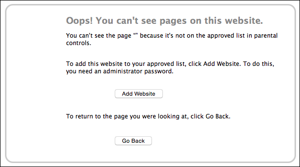 Сообщение о блокировке сайта для ребёнка