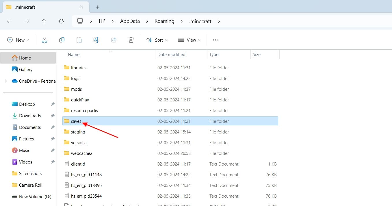 Папка Saves в каталоге Minecraft, где хранятся миры.