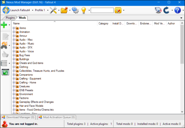 Вход в Nexus Mod Manager