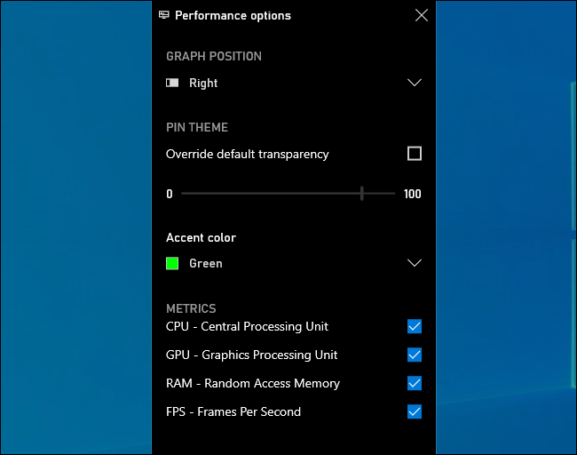 Controlling the Game Bar's Performance options.