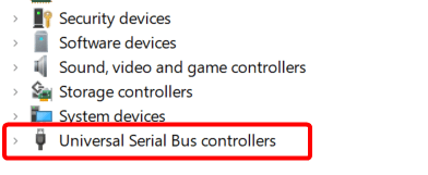 Разворачивание раздела контроллеров USB в Диспетчере устройств