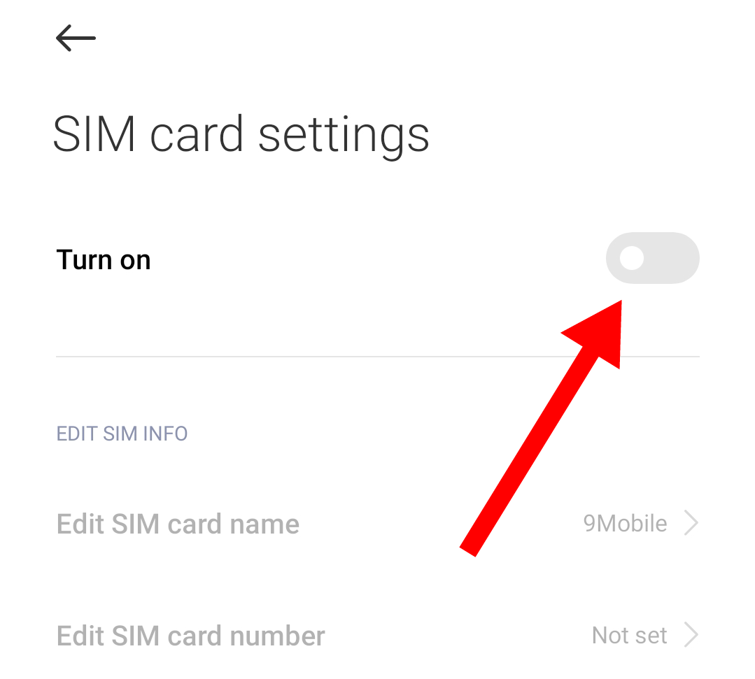 Переключатель для отключения или включения SIM