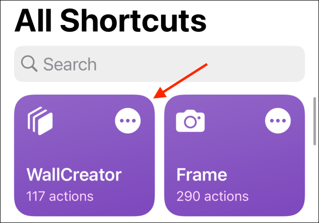 Tap WallCreator Shortcut