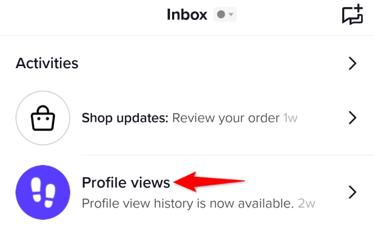 Раздел «Просмотры профиля» в разделе «Входящие».