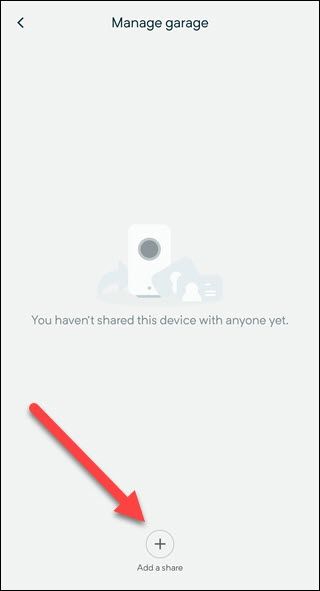 manage device screen with arrow pointing to Plus symbol