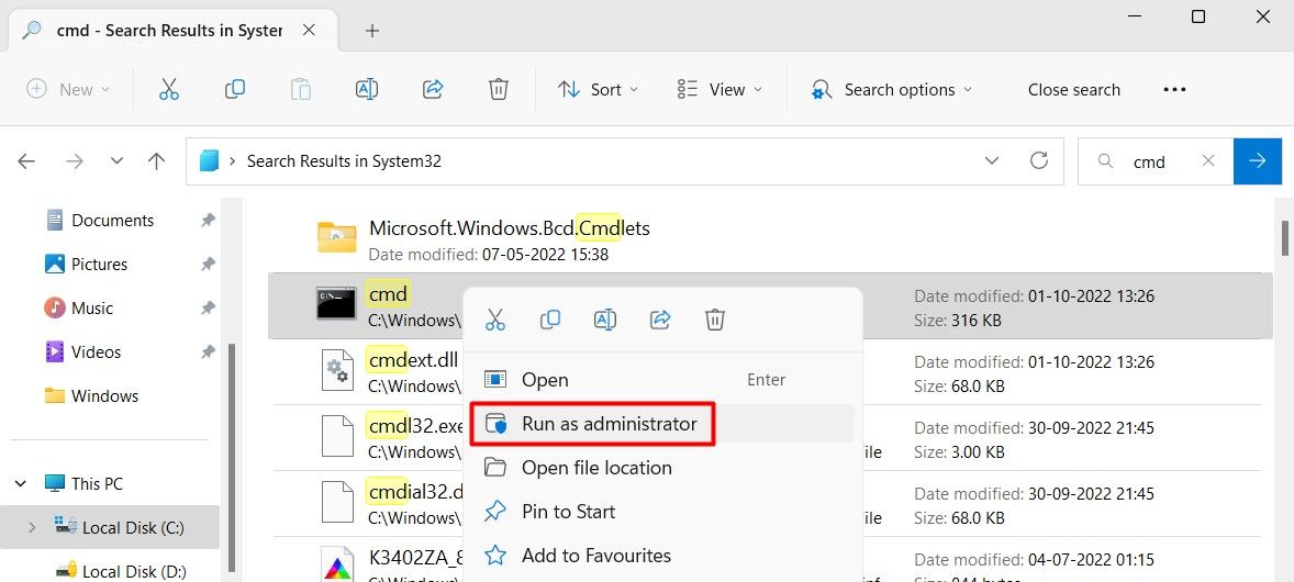 Открытие Командной строки через Проводник