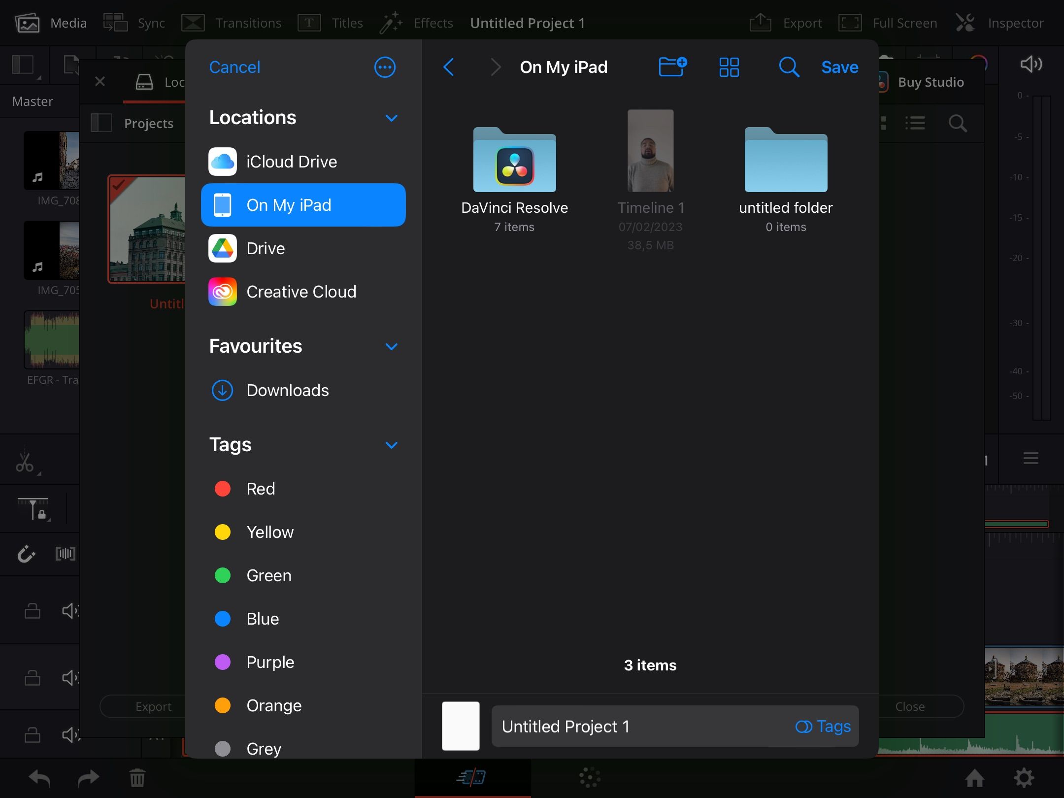 Экспорт проекта из DaVinci Resolve на iPad