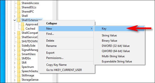 Создание нового раздела в Shell Extensions