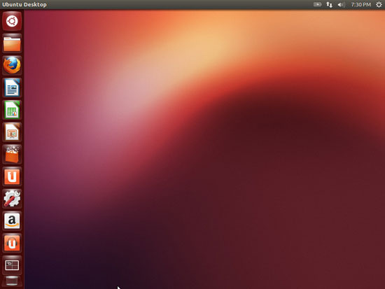Приветственный экран Ubuntu 12.10 после обновления