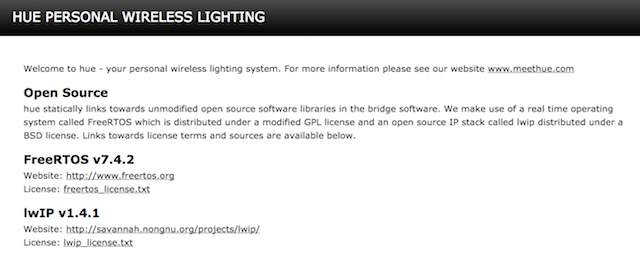 Веб-страница от Hue Bridge в браузере, показывающая базовую информацию