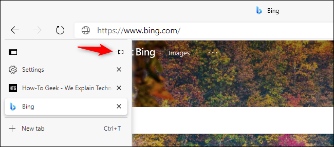 Нажмите кнопку «Закрепить панель»