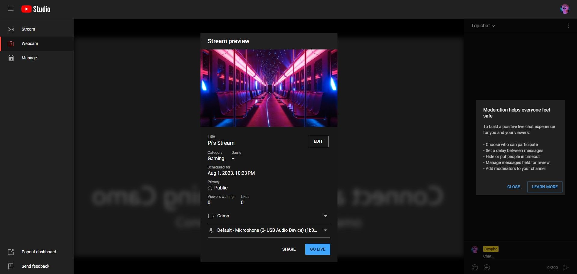 обзор настроек и устройств перед трансляцией на YouTube