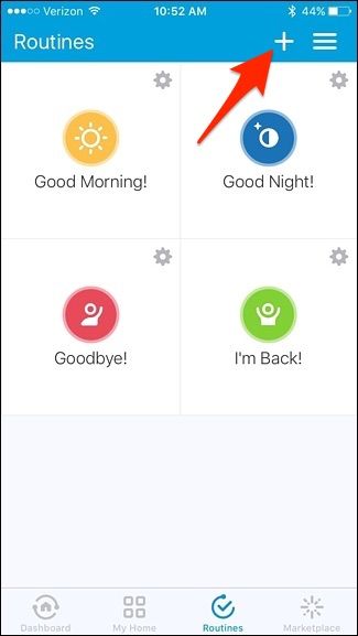 Создать новую рутину в SmartThings