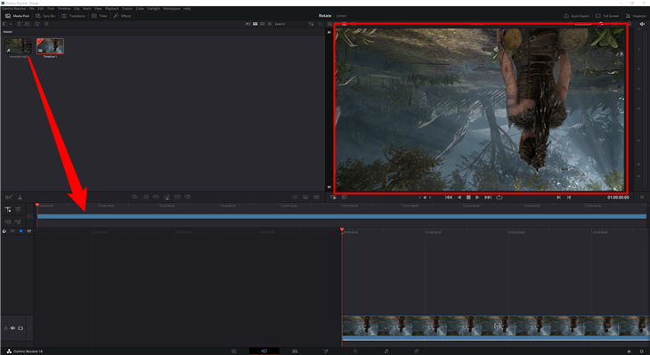 Клип на таймлайне DaVinci Resolve