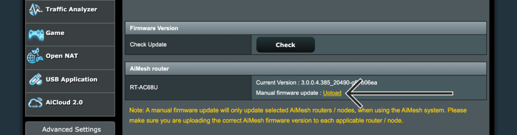 Загрузка файла прошивки