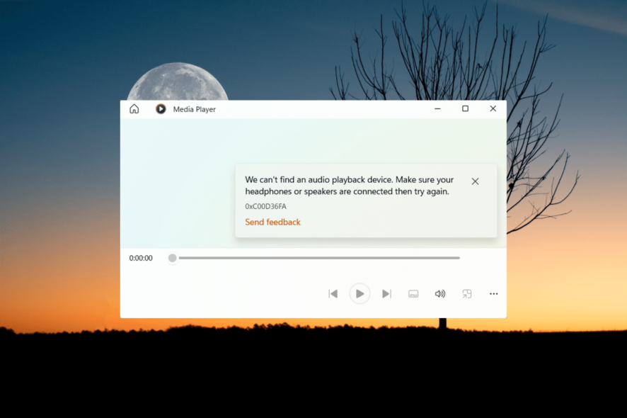 Исправить 0xC00D36FA — устройство звука не найдено
