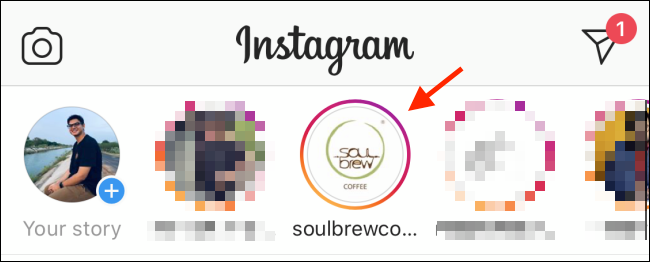 Удержание иконки профиля в строке историй для открытия меню