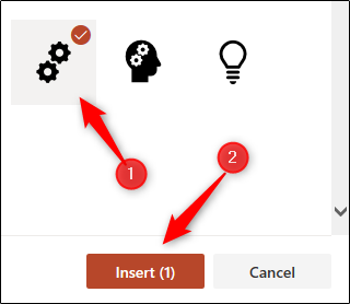 Выбор значка из библиотеки