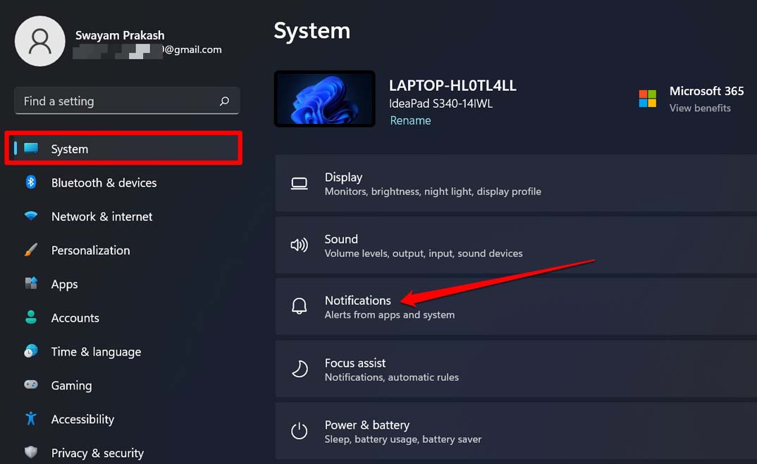 Настройки уведомлений в Windows
